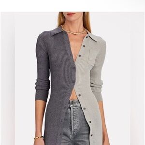 STAUD Shoko Colorblock Cardigan Sweater